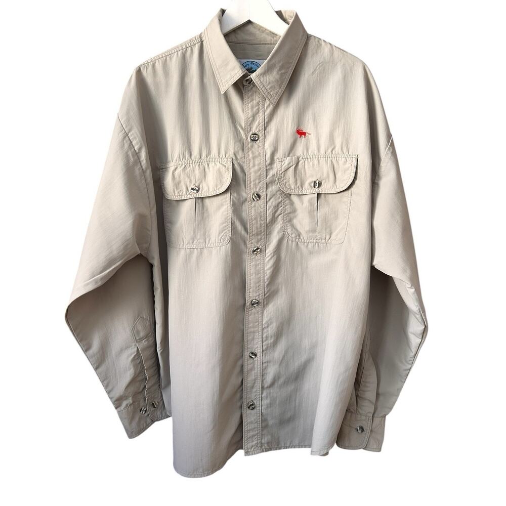 Gary Nesse Mens 100% Nylon Long Sleeve Button Down Outdoorsman Shirt Size XL USA